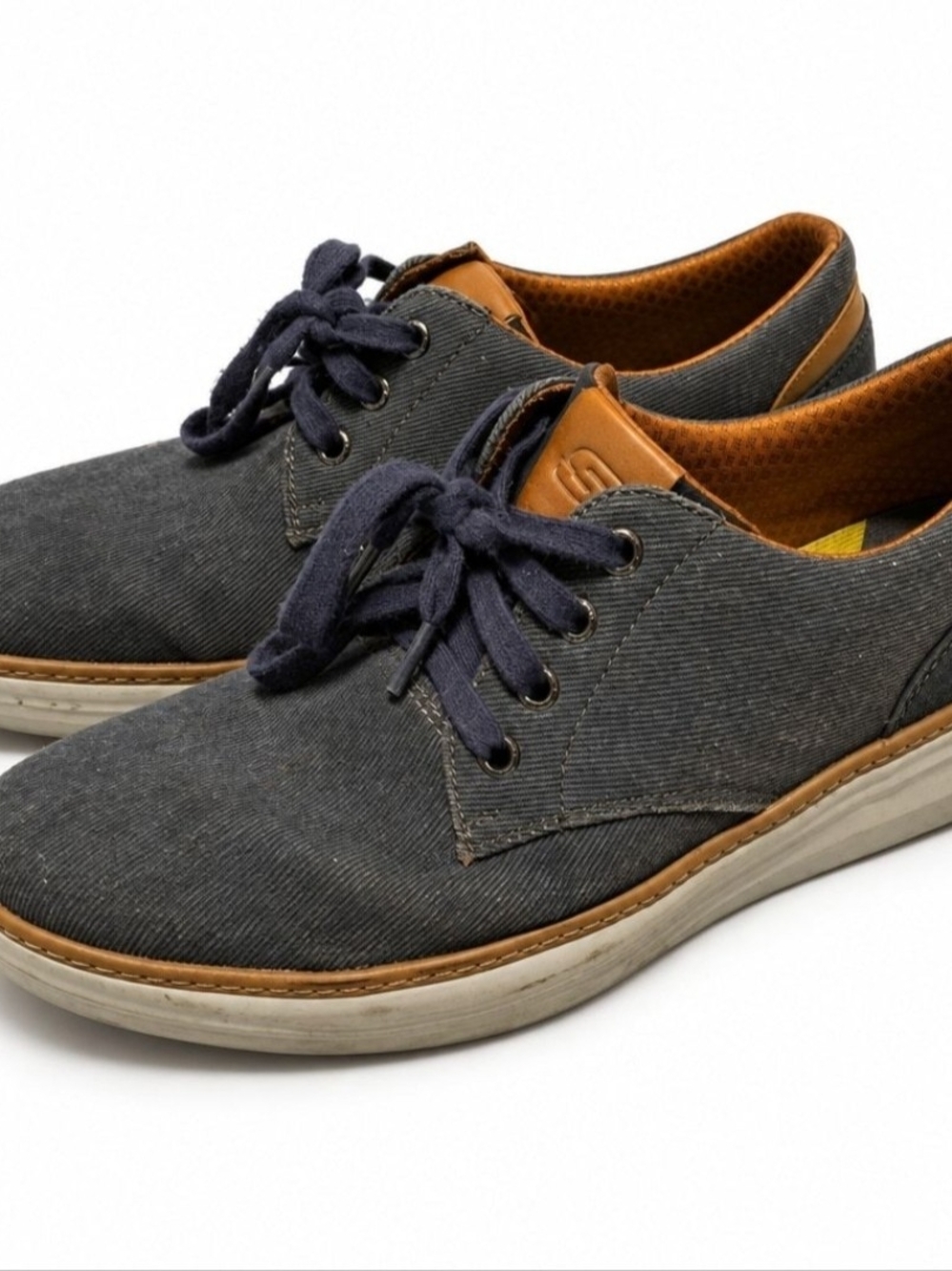 Skechers Men's Charcoal Canvas Lace-Up Shoes with Tan Trim